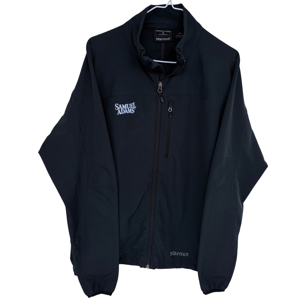 Black Marmot Full‎ Zip Jacket M3 Large Samuel Adams Windbreaker Soft Shell